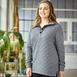 LADIES QUILTED SNAP PULLOVER